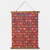 Oosters  Crimson Rood Turks Kilim Tapijt Hangend Wandkleed (Voorkant)