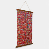 Oosters  Crimson Rood Turks Kilim Tapijt Hangend Wandkleed (Gebogen)