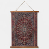 Oosters Diep Bloedrood Bloemig Perzisch Tabriz Tap Hangend Wandkleed (Voorkant)