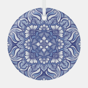 Oosters Etnaadloos Henna Patroon Glas Ornament