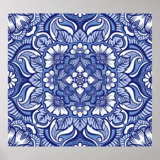 Oosters Etnaadloos Henna Patroon Poster (Voorkant)