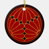 Oosters Faux Gold Kiku Chrysanthemum Mon Art Keramisch Ornament (Voorkant)