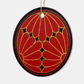 Oosters Faux Gold Kiku Chrysanthemum Mon Art Keramisch Ornament (Links)