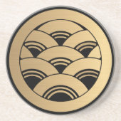 Oosters Faux Gouden Golven Japans Kamon Zandsteen Onderzetter (Voorkant)