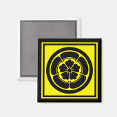 Oosters Geel Zwart Oda Japan Mon Vector Kunst Magneet (Voorkant / Achterkant)