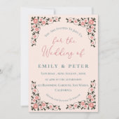 Oosters geïnspireerd Lijst Bloemengrens Bruiloft Kaart (Voorkant)