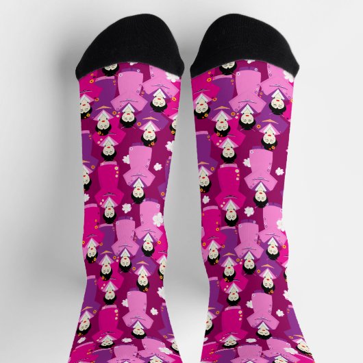 Oosters Geisha in Kimonos roze patroon Sokken (Top)