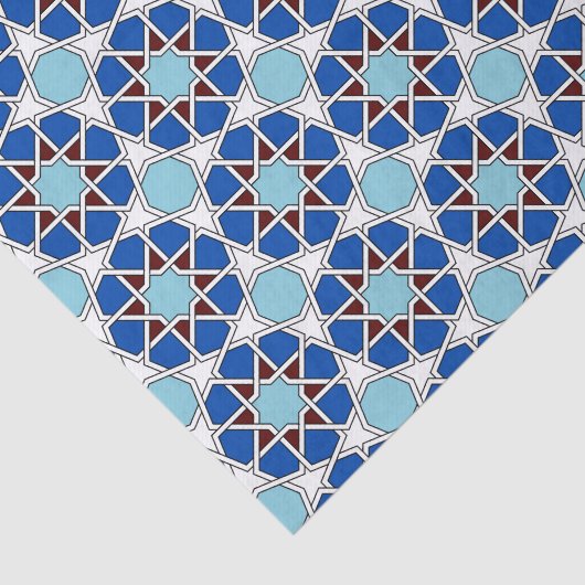 Oosters geometrisch Marokkaans patroon in blauw Tissuepapier (Detail)