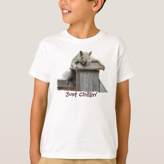 Oosters Grijs Eekhoorn Gewoon Chillin 'Grappig T-s T-shirt (Voorkant)