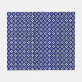 Oosters Indigo Wit Katazome Bloemen Patroon Fleece Deken (Voorkant (Horizontaal))