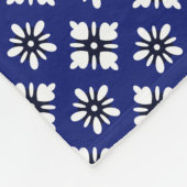 Oosters Indigo Wit Katazome Bloemen Patroon Fleece Deken (Hoek)