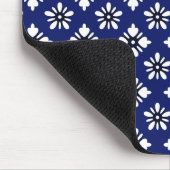 Oosters Indigo Wit Katazome Bloemen Patroon Muismat (Hoek)