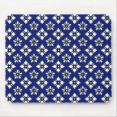 Oosters Indigo Wit Katazome Bloemen Patroon Muismat (Voorkant)