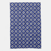 Oosters Indigo Wit Katazome Bloemen Patroon Theedoek (Verticaal)
