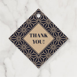 Oosters Marine Blauw Asanoha Japan Patroon Bedankjes Labels