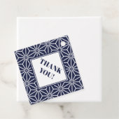 Oosters Marine Blauw Asanoha Japan Patroon Bedankjes Labels (In situ)