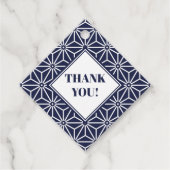 Oosters Marine Blauw Asanoha Japan Patroon Bedankjes Labels (Voorkant)