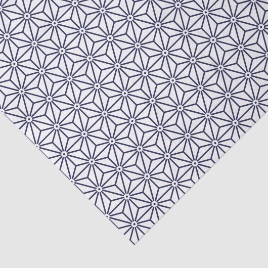 Oosters Marine Blauw Asanoha Japan Patroon Tissuepapier (Detail)