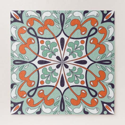 Oosters Marokkaans Tegel Floral Design Legpuzzel (Verticaal)