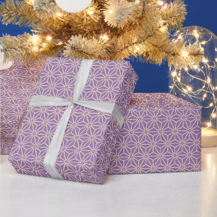 Oosters Mauve Geel Asanoha Japan Patroon Cadeaupapier