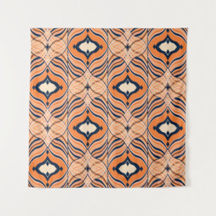 Oosters naadloos: zwart Sinaasappel Ornament Wandkleed