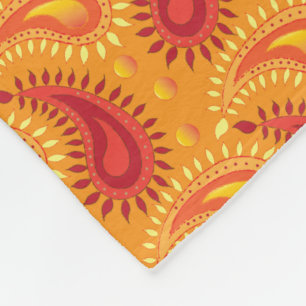 Oosters Oranje Perzisch Paisley Patroon Fleece Deken