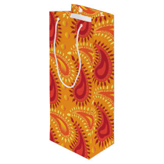 Oosters Oranje Perzisch Paisley Patroon Wijn Cadeautas