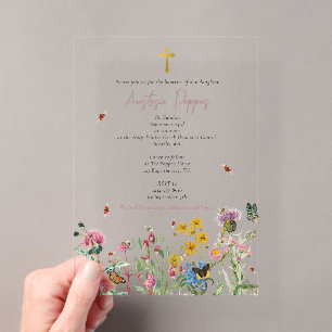 Oosters-orthodoxe doop wildbloemen acryl uitnodigingen