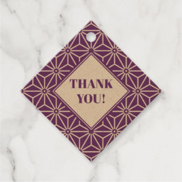 Oosters Paarse Ayame Asanoha Japan Patroon Bedankjes Labels