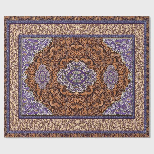 Oosters Perzisch Antiek Blauw Cadeaupapier (Vlak)