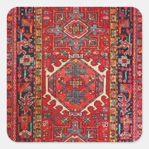 Oosters Perzisch, Turks patroon, Rood Vierkante Sticker