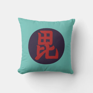 Oosters Rood Blauw Uesugi Japan Mon Vector Art Kussen