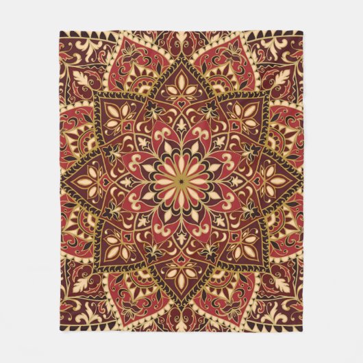 Oosters rood: bloementapijt fleece deken (Voorkant)