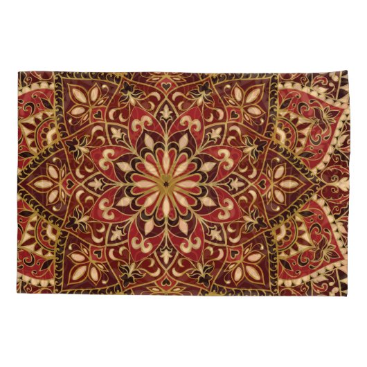 Oosters rood:  bloementapijt kussensloop (Achterkant)