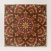 Oosters rood: bloementapijt legpuzzel (Horizontaal)