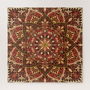 Oosters rood: bloementapijt legpuzzel