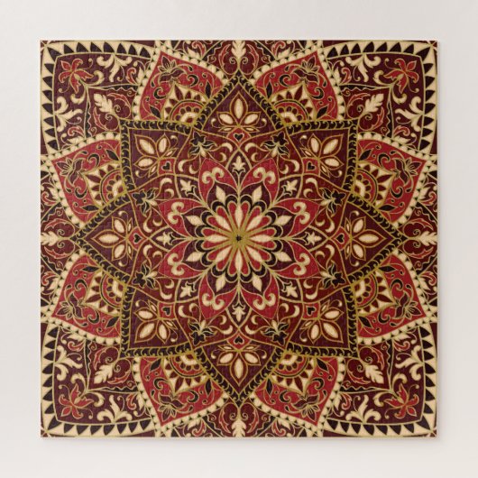 Oosters rood: bloementapijt legpuzzel (Verticaal)