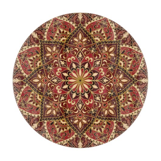 Oosters rood: bloementapijt snijplank (Voorkant)