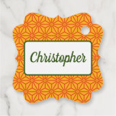 Oosters rood geel Asanoha Japan patroon Bedankjes Labels (Achterkant)