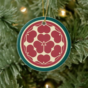 Oosters Rood Geel Groen Chosokabe Japan Mon Keramisch Ornament
