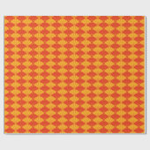 Oosters Rood Geel Kiku Chrysanthemum Mon Patroon Cadeaupapier (Vlak)
