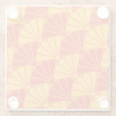 Oosters Rood Geel Kiku Chrysanthemum Mon Patroon Glazen Onderzetter (Achterkant)