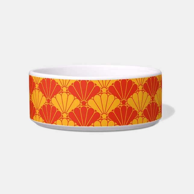 Oosters Rood Geel Kiku Chrysanthemum Mon Patroon Voerbakje (Links)