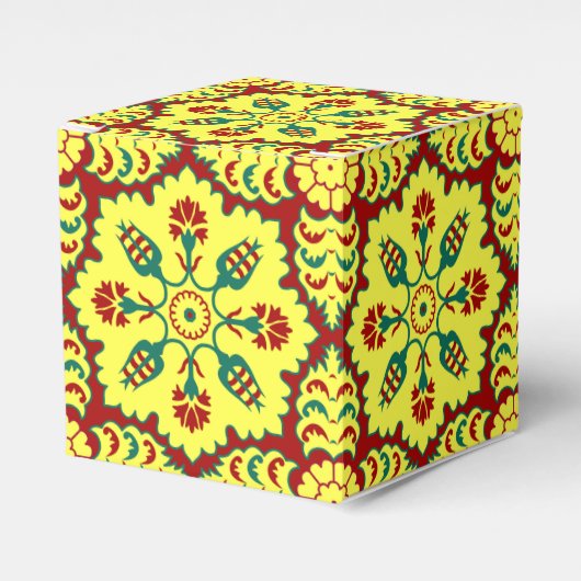 Oosters rood geel Ottomaans Turks tulpenpatroon Bedankdoosjes (Voorkant Zijde)