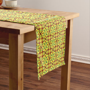 Oosters rood geel Ottomaans Turks tulpenpatroon Korte Tafelloper