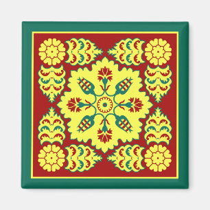 Oosters rood geel Ottomaans Turks tulpenpatroon Magneet