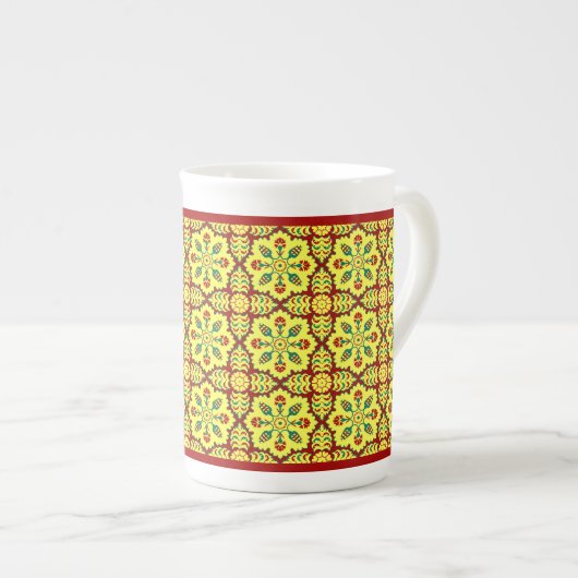Oosters rood geel Ottomaans Turks tulpenpatroon Porselein Kop (Voorkant rechts)