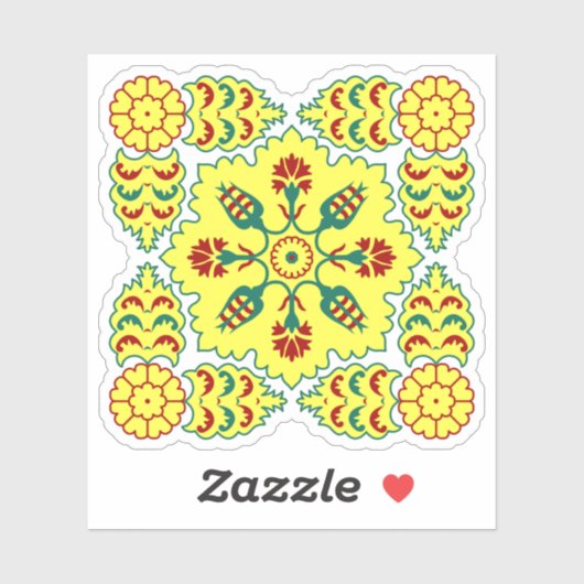 Oosters rood geel Ottomaans Turks tulpenpatroon Sticker (Vel)