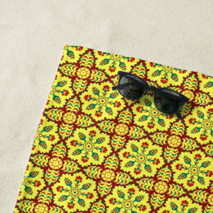 Oosters rood geel Ottomaans Turks tulpenpatroon Strandlaken