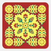 Oosters rood geel Ottomaans Turks tulpenpatroon Vierkante Sticker (Voorkant)